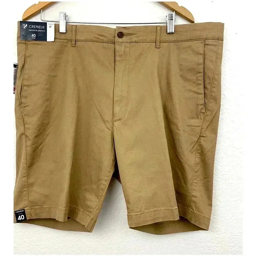 Chino Shorts Sz 40 Men's Cremieux Comfort‎ Stretch Waistband NWT Khaki